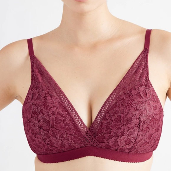 Knix women’s Deep V lace bralette size XXL burgundy red NWT! - Picture 3 of 13